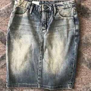 denim form fitting skirt